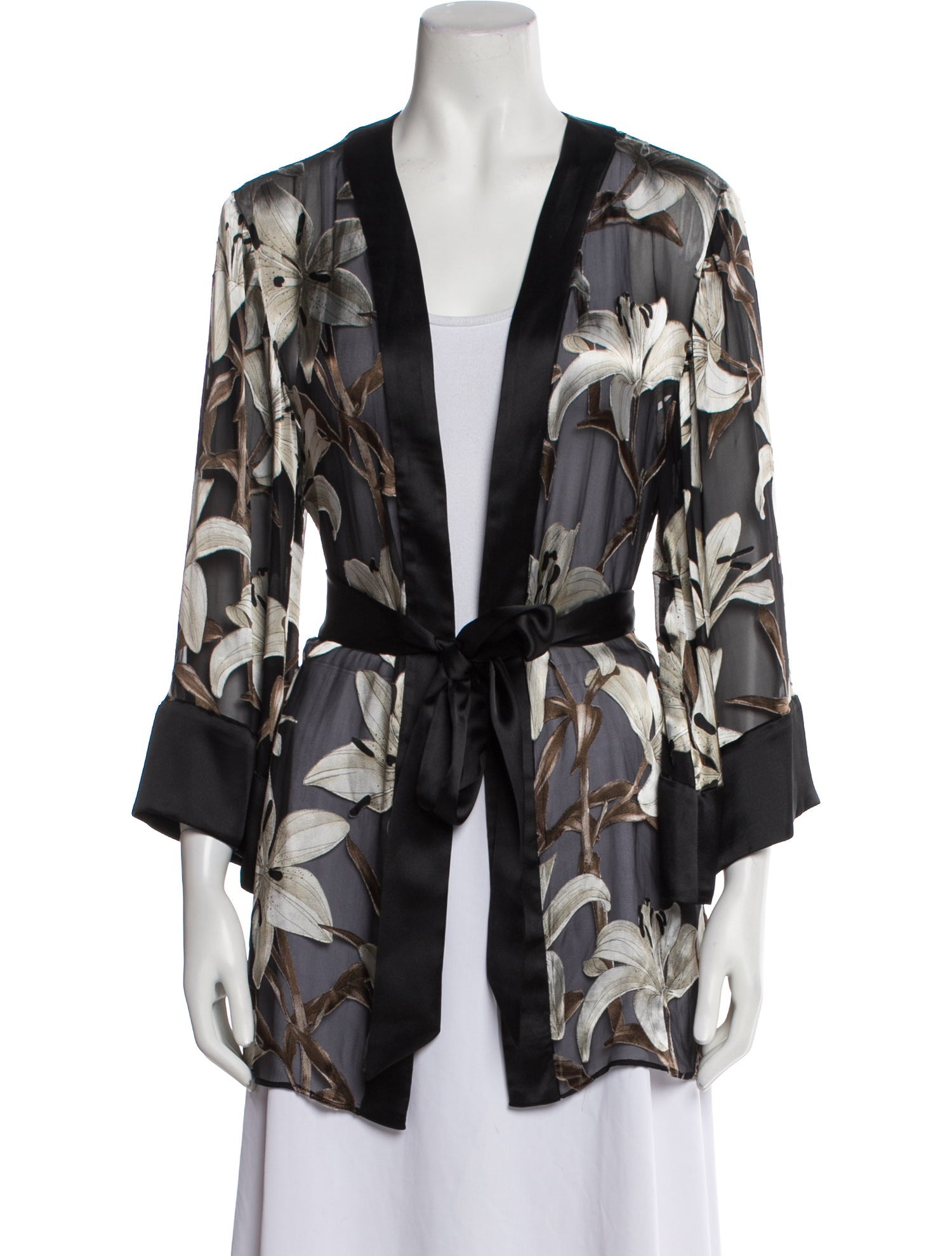 Alice + Olivia Floral Print Mesh Accents Robe w/ Tags