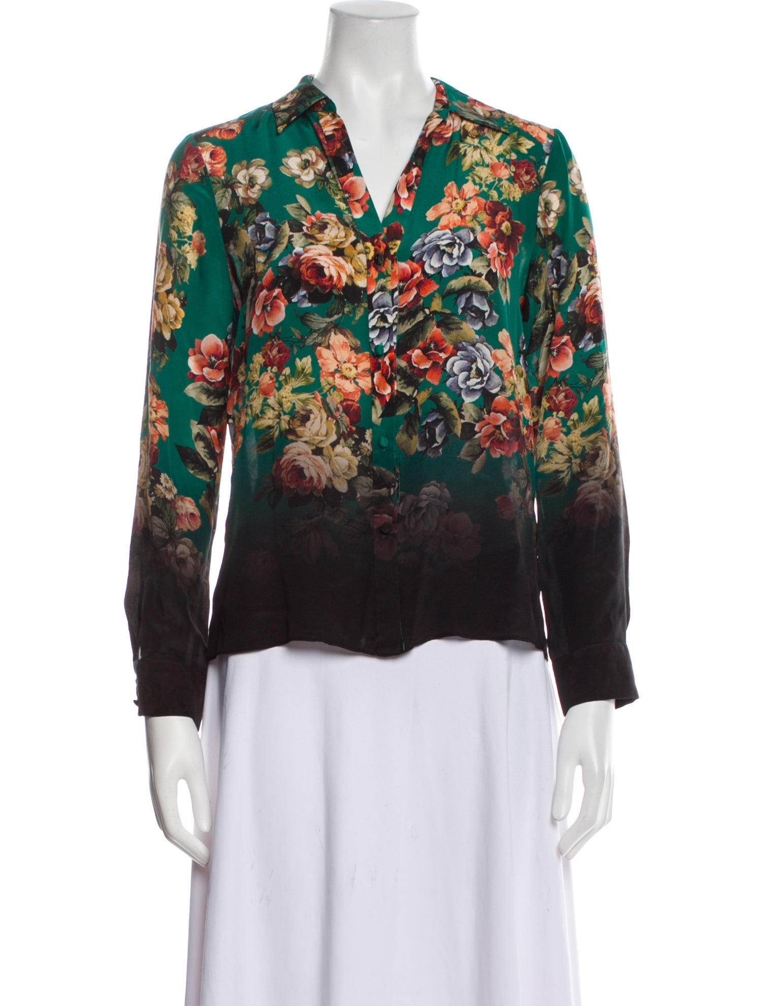 Alice + Olivia Silk Floral Print Blouse