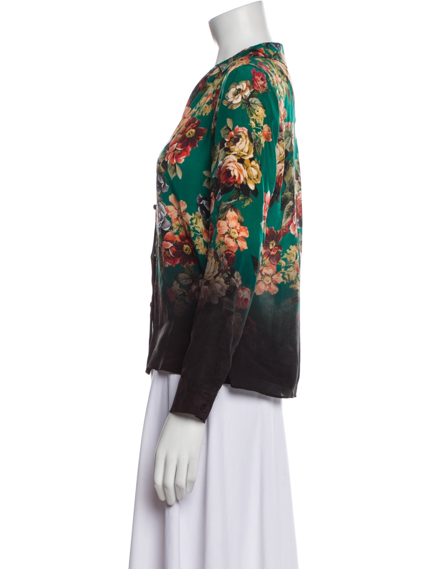 Alice + Olivia Silk Floral Print Blouse