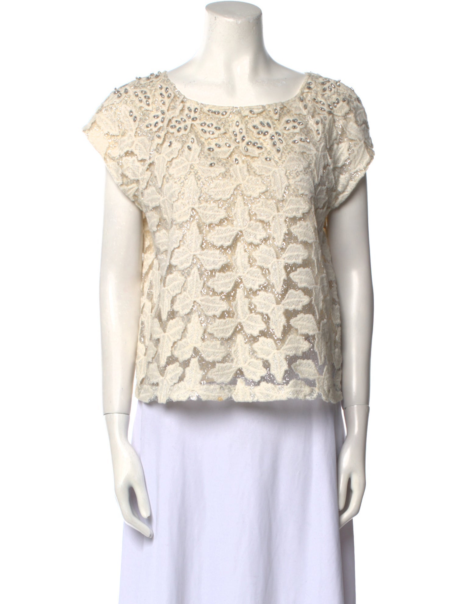 Alice + Olivia Lace Pattern Scoop Neck Blouse
