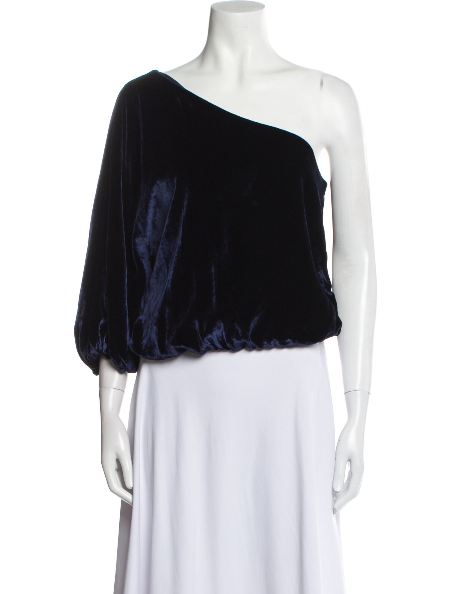 Alice + Olivia Velvet One-Shoulder Crop Top