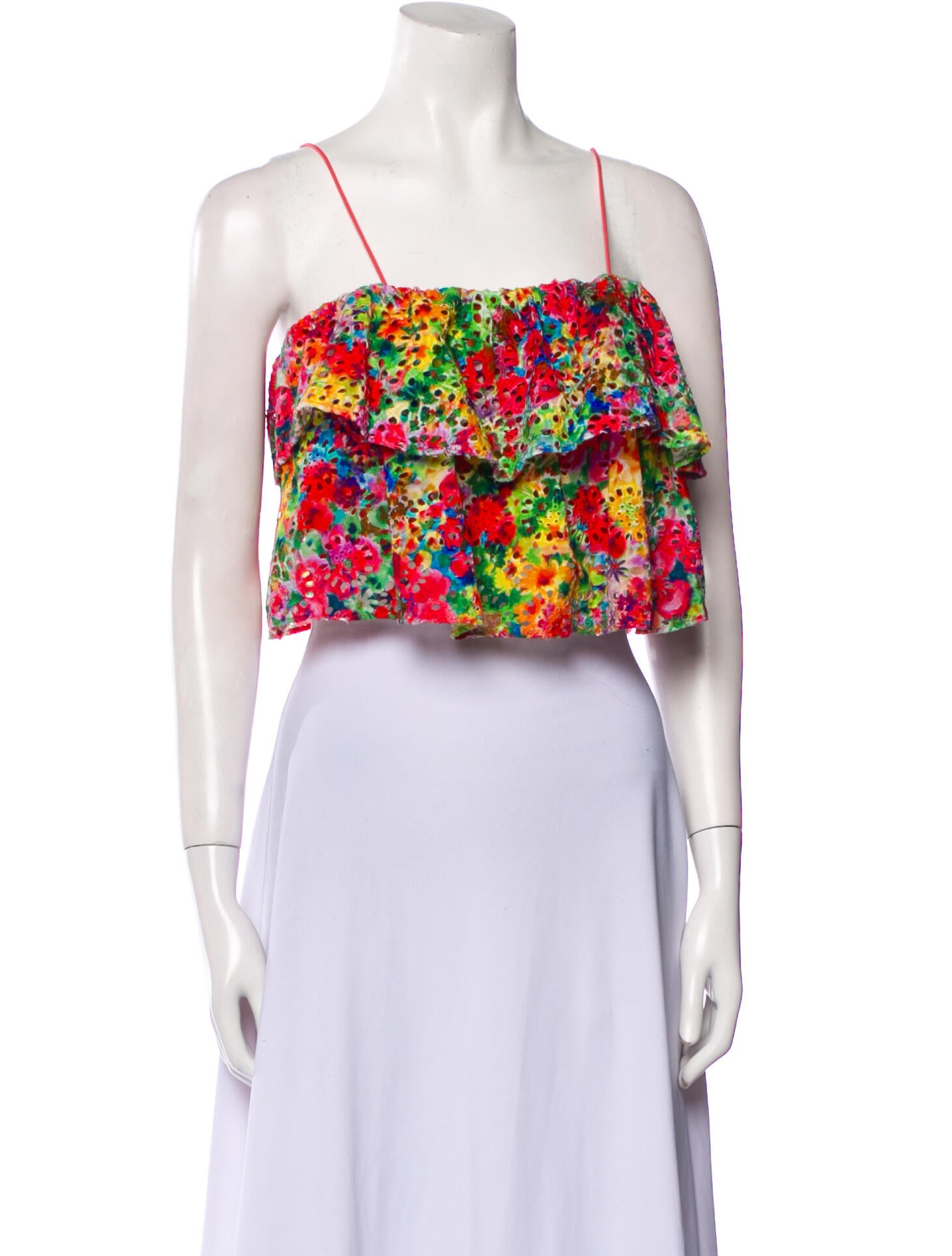 Alice + Olivia Floral Print Square Neckline Crop Top