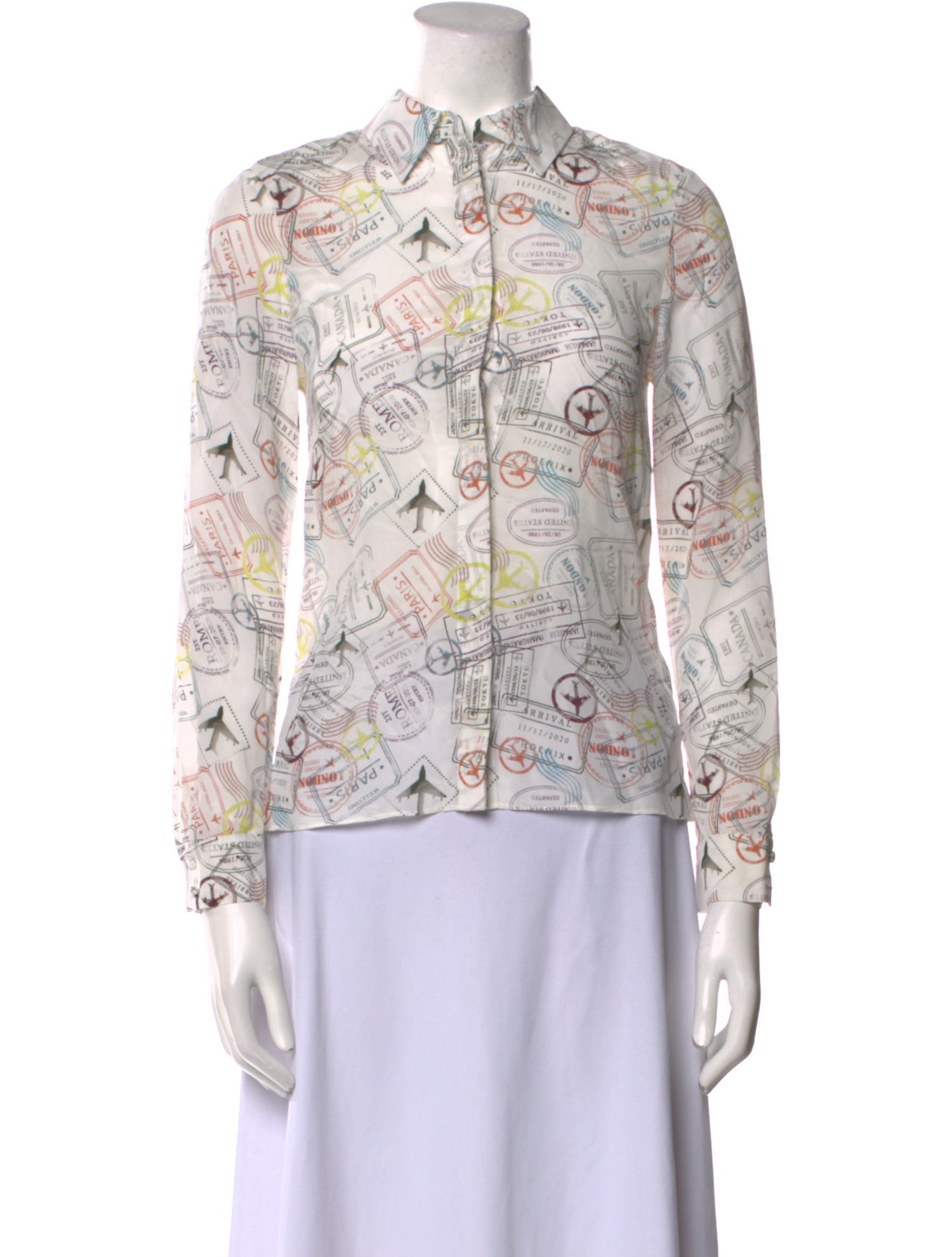 Alice + Olivia Silk Printed Button-Up Top w/ Tags