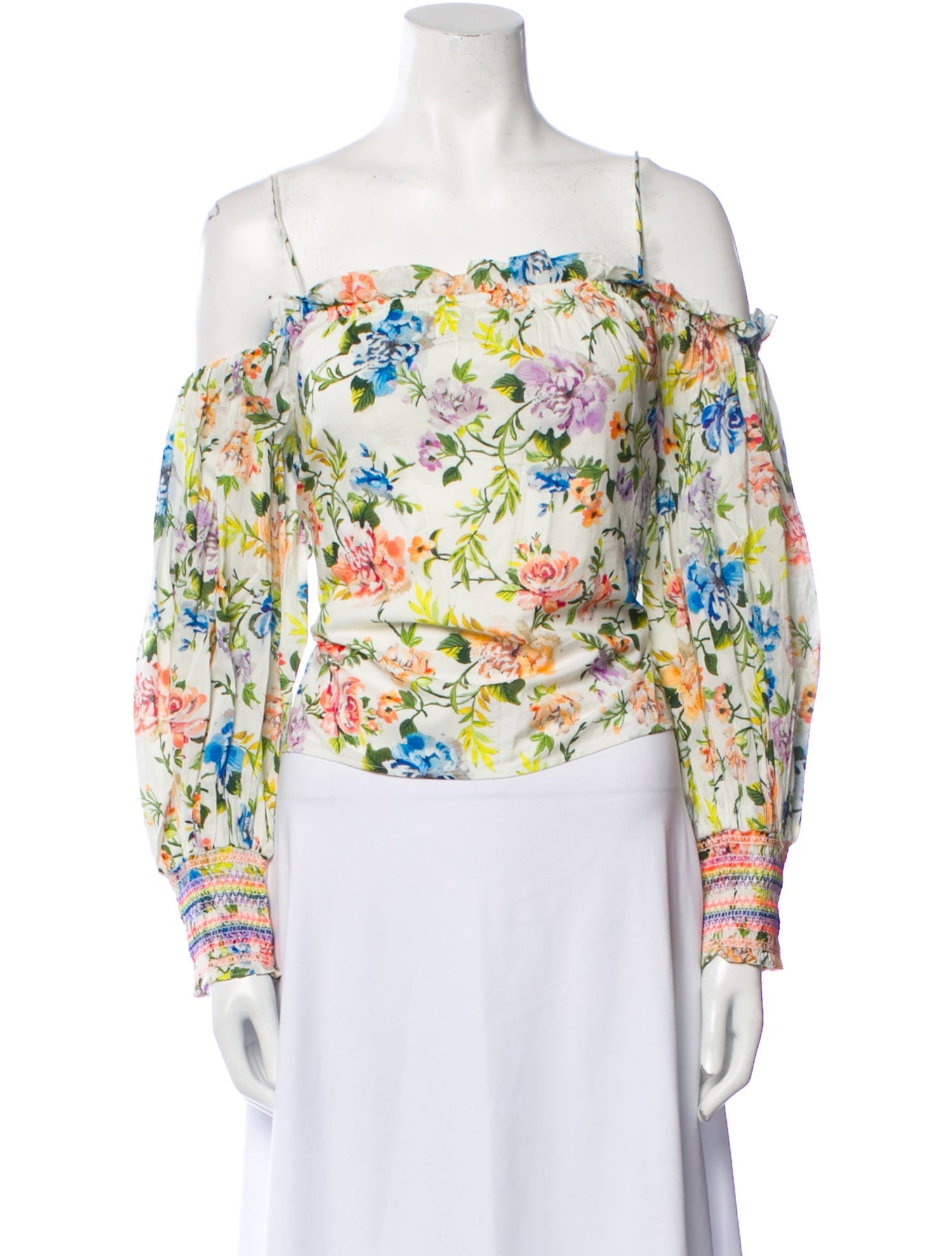 Alice + Olivia Floral Print Off-The-Shoulder Crop Top w/ Tags