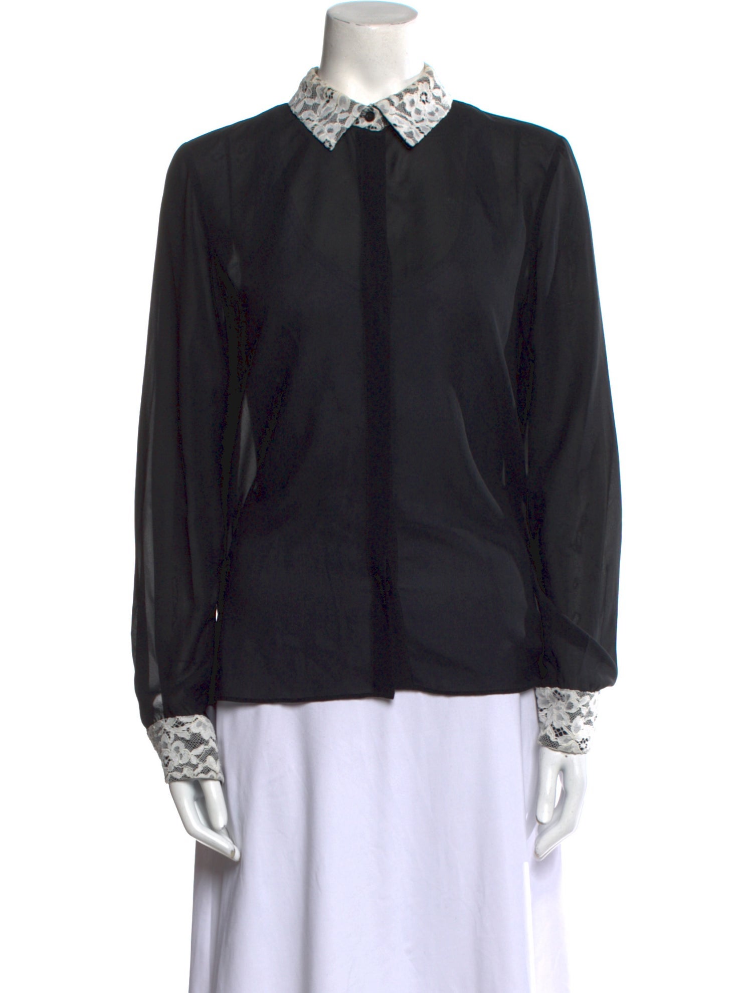 Alice + Olivia Silk Long Sleeve Button-Up Top