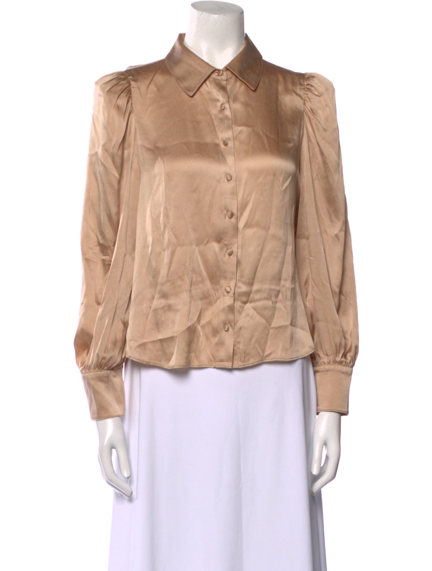 Alice + Olivia Silk Long Sleeve Button-Up Top