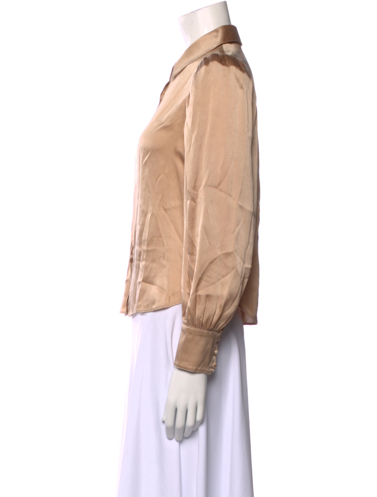 Alice + Olivia Silk Long Sleeve Button-Up Top