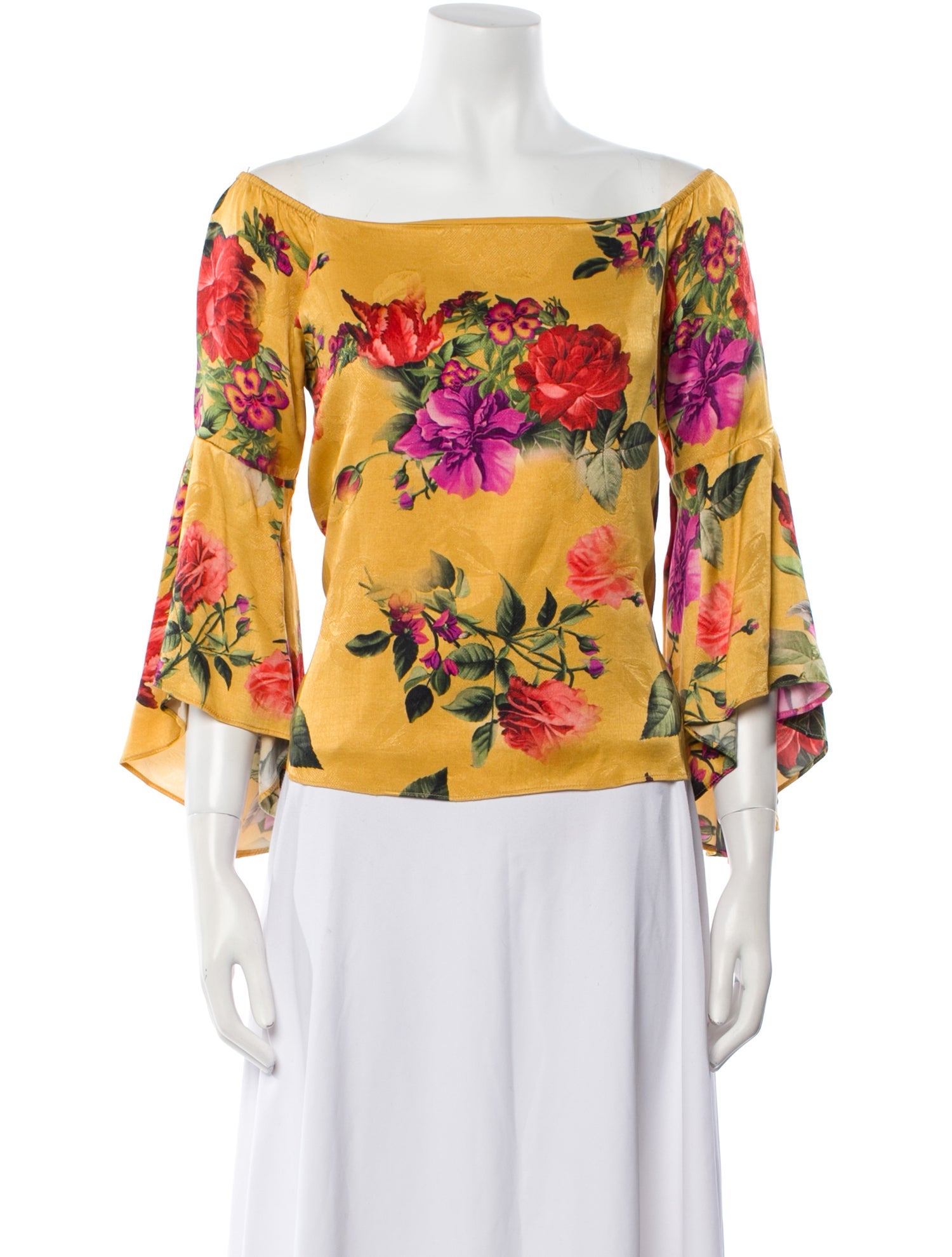 Alice + Olivia Floral Print Bateau Neckline Blouse