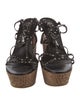 Alice + Olivia Leather Studded Accents T-Strap Sandals