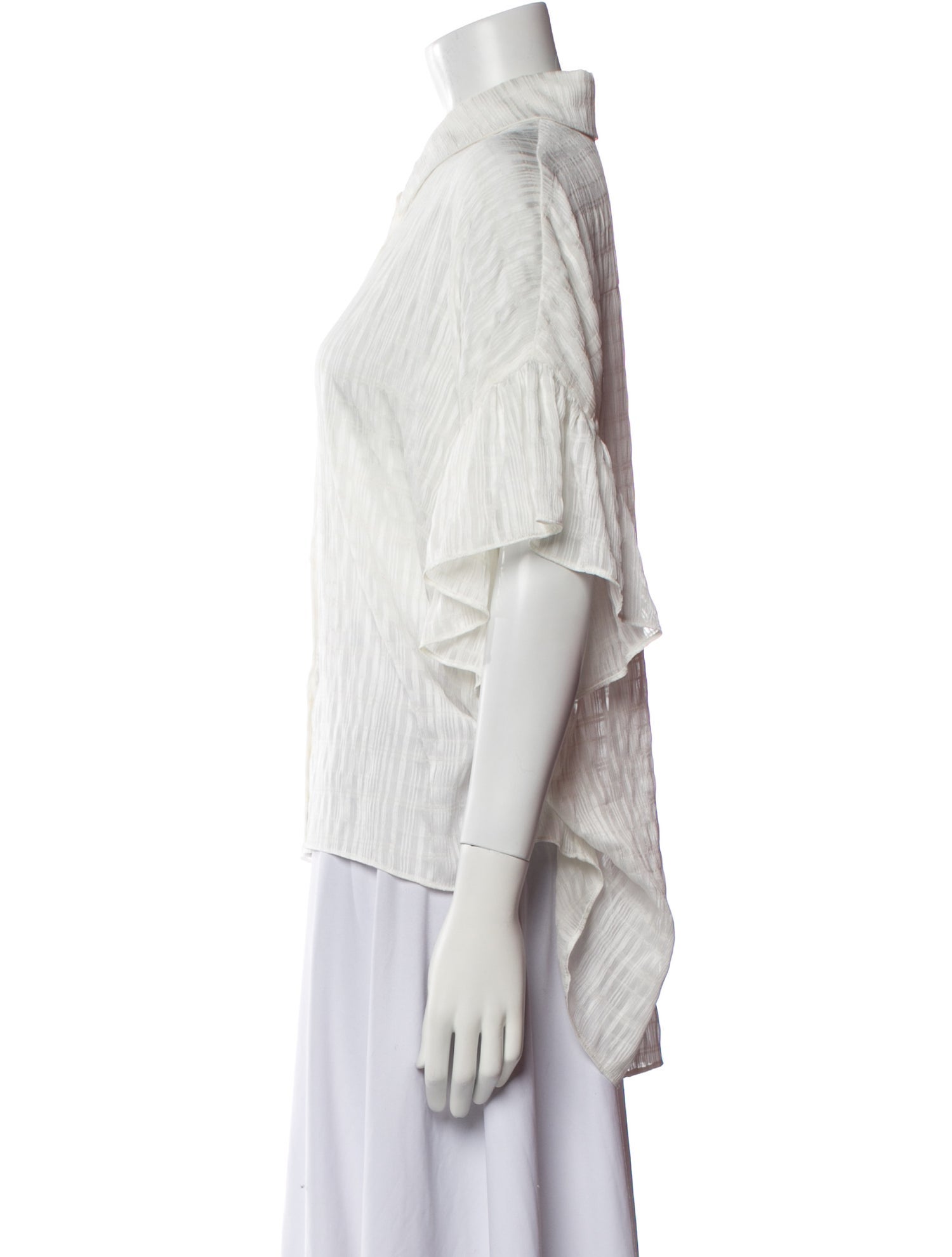 Alice + Olivia Striped Three-Quarter Sleeve Button-Up Top