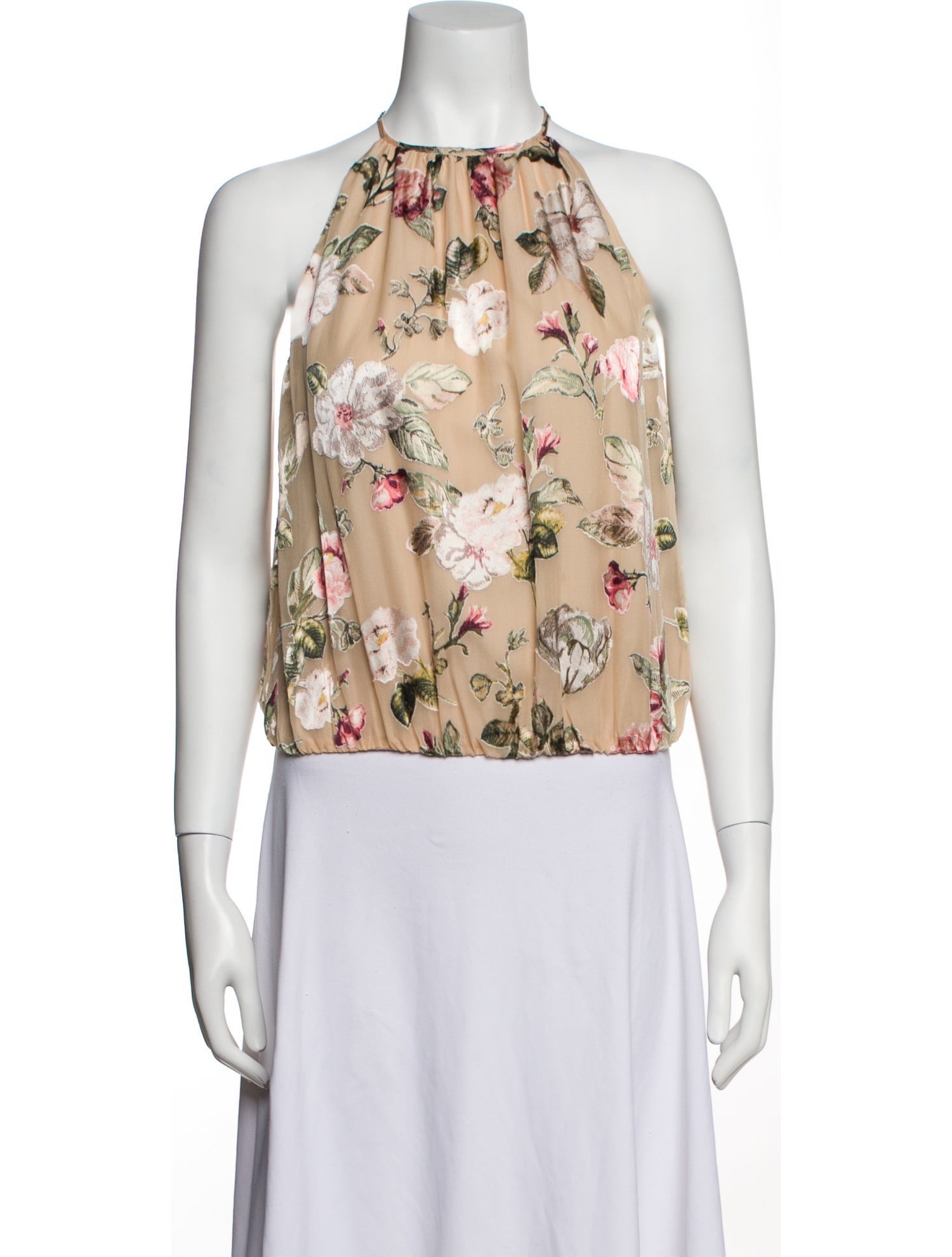 Alice + Olivia Floral Print Halterneck Crop Top