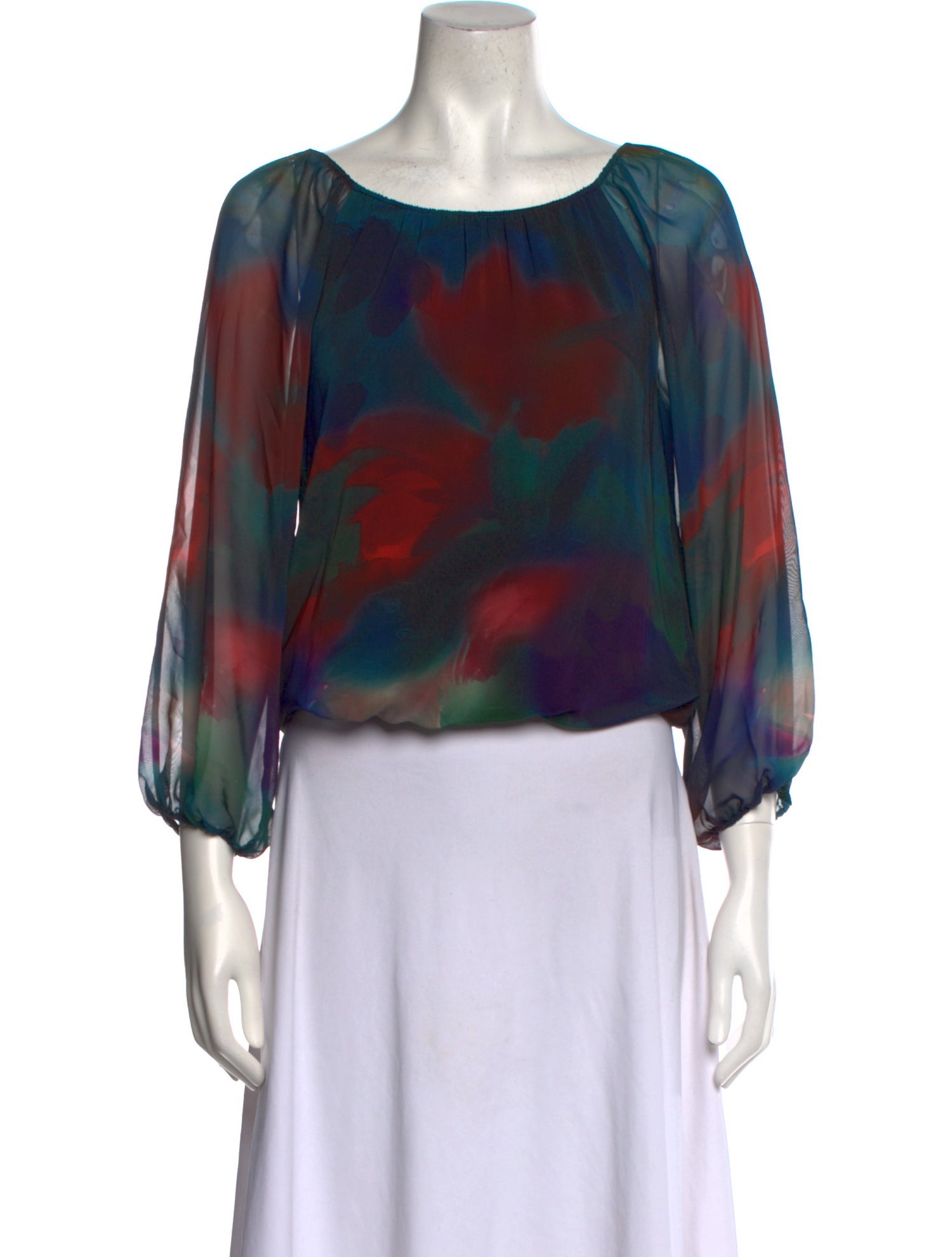 Alice + Olivia Printed Scoop Neck Blouse