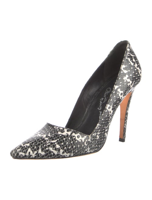 Alice + Olivia Embossed Leather Animal Print D'Orsay Pumps