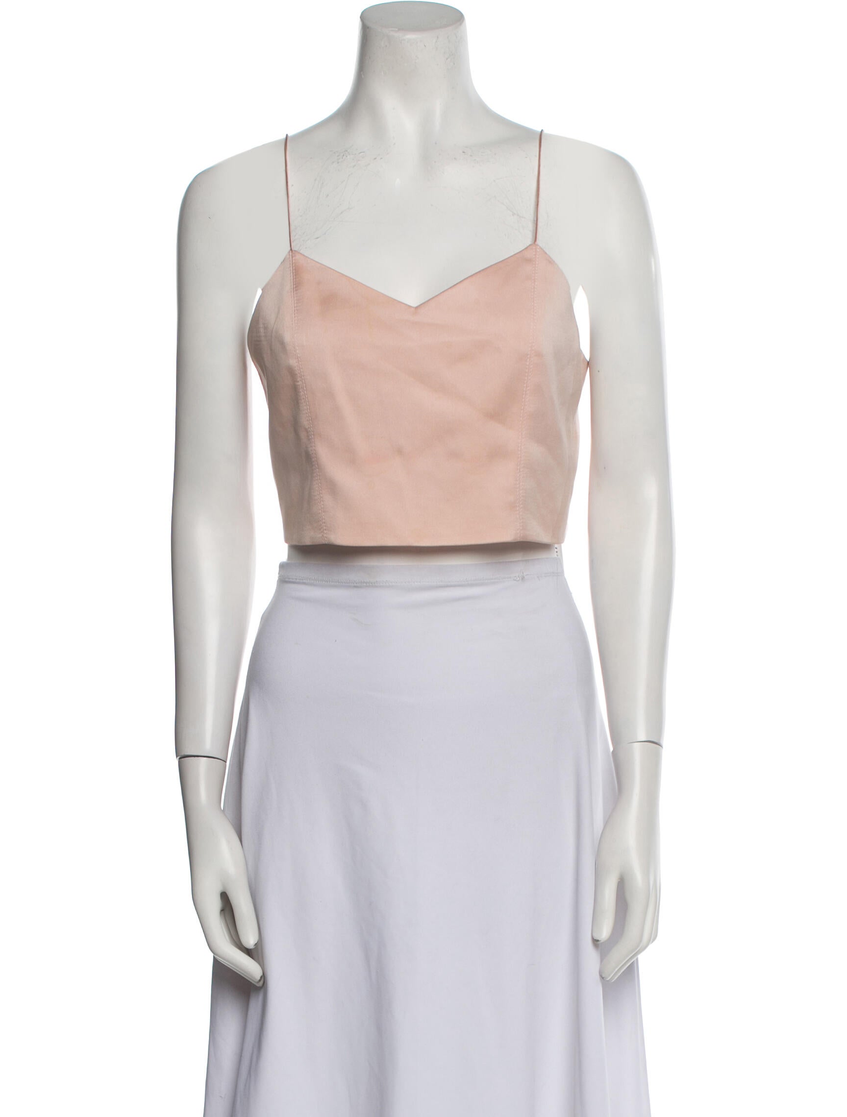 Alice + Olivia Silk Plunge Neckline Crop Top