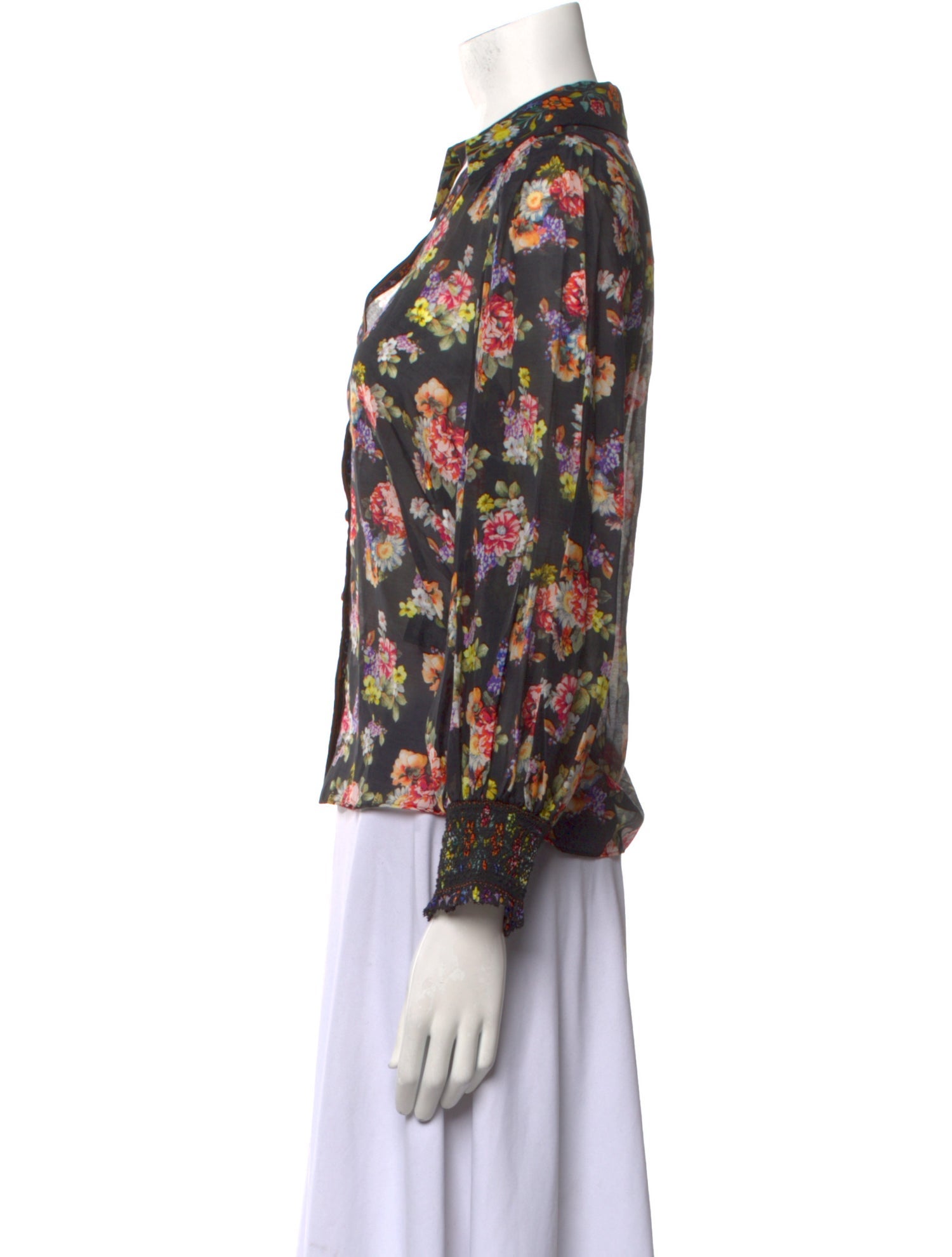 Alice + Olivia Floral Print V-Neck Blouse