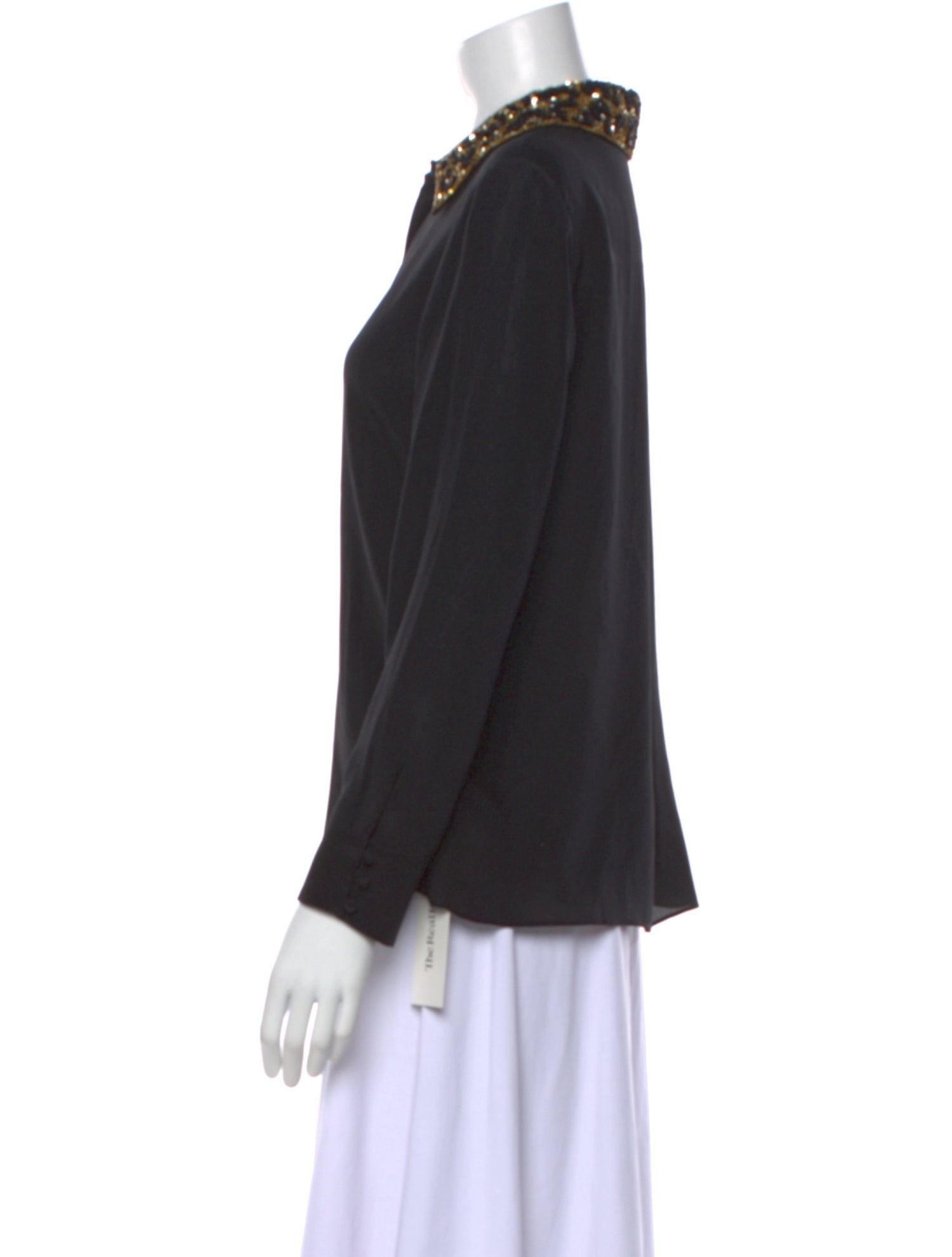 Alice + Olivia Silk Long Sleeve Button-Up Top