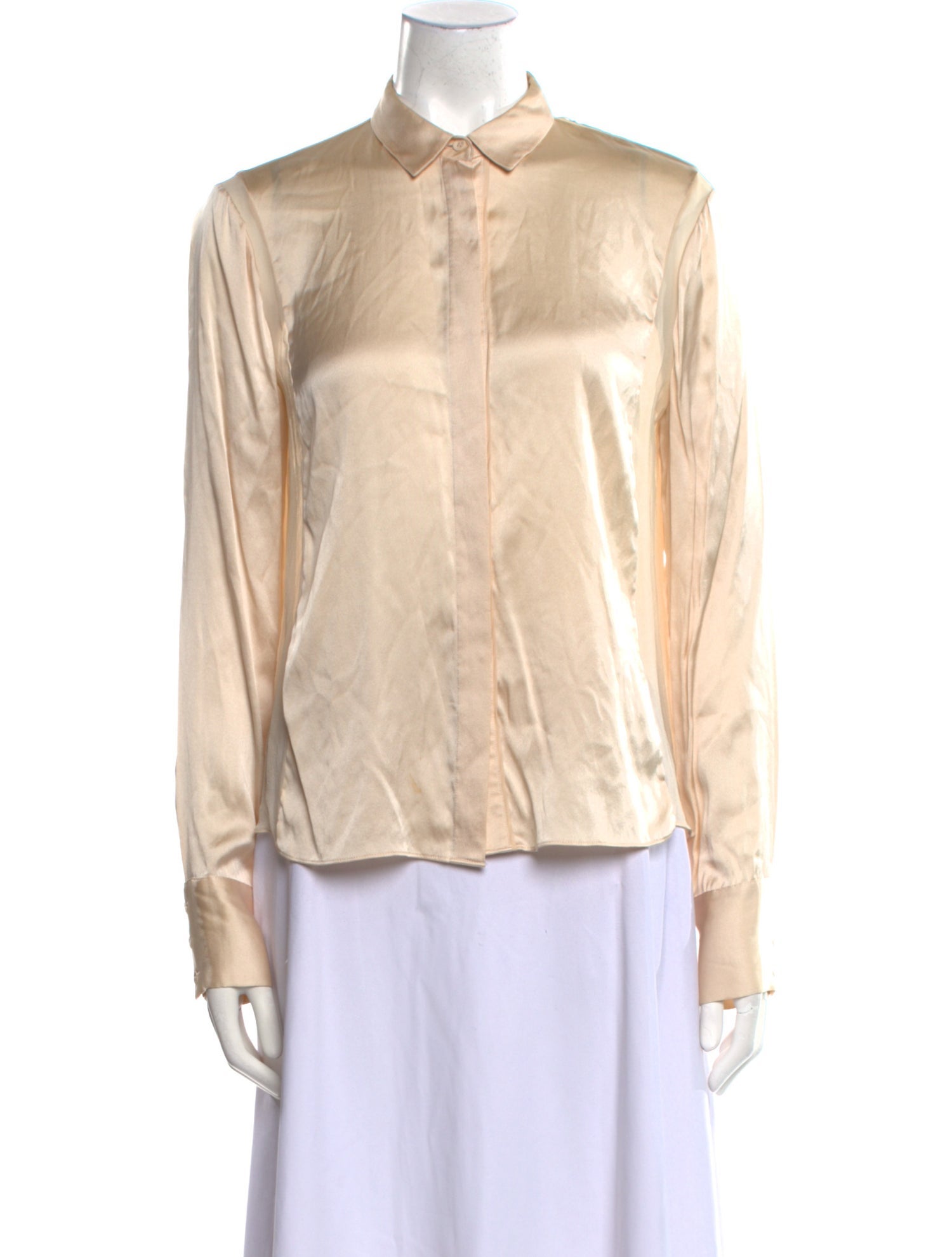 Alice + Olivia Silk Long Sleeve Button-Up Top