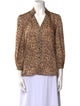 Alice + Olivia Animal Print Three-Quarter Sleeve Button-Up Top