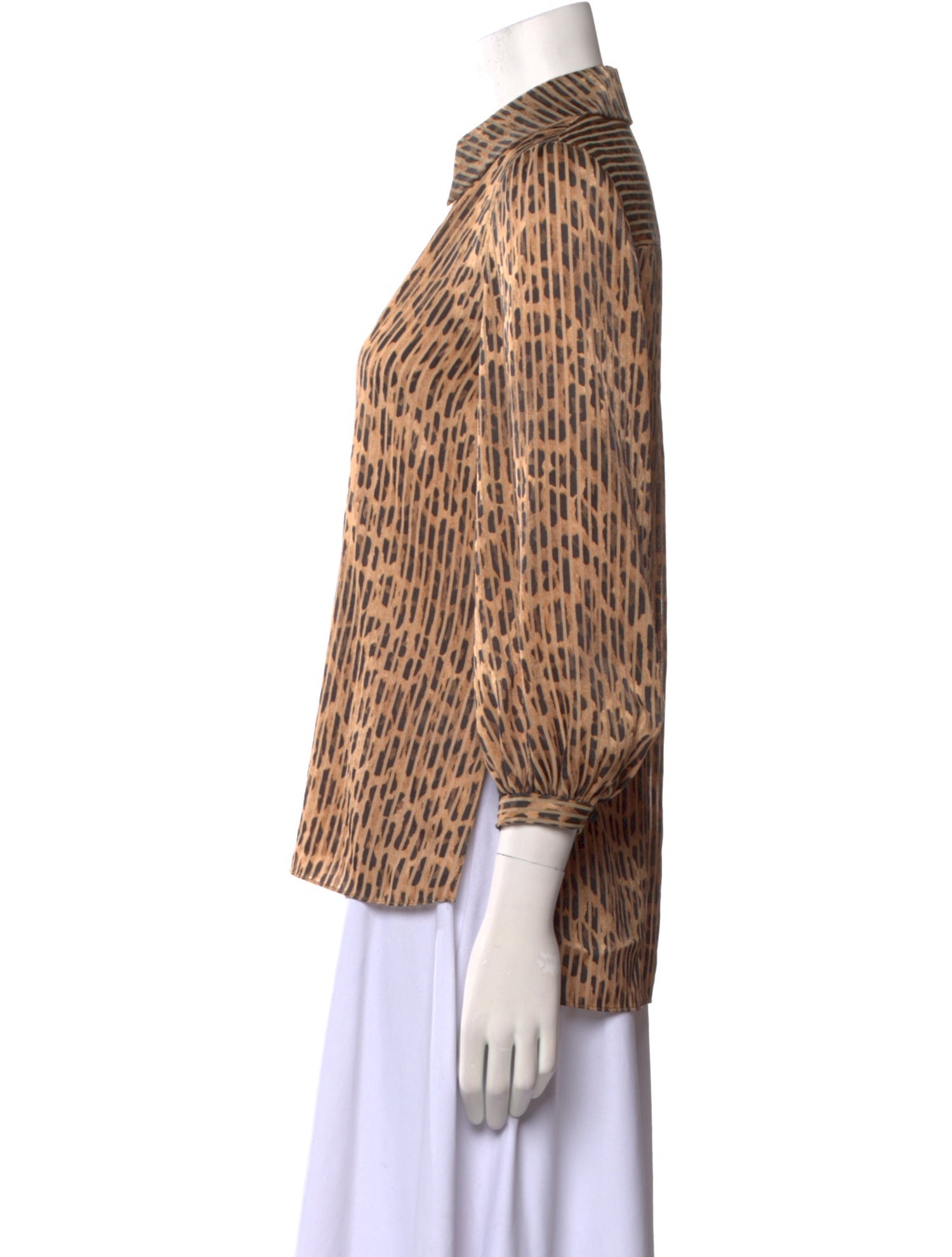Alice + Olivia Animal Print Three-Quarter Sleeve Button-Up Top