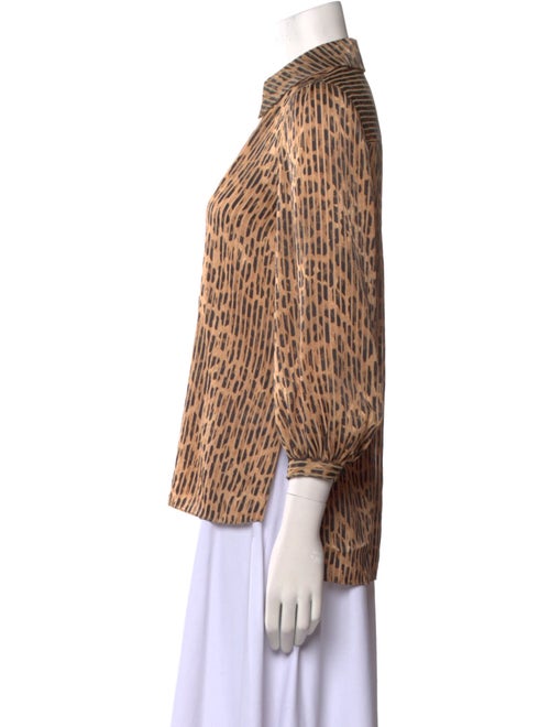 Alice + Olivia Animal Print Three-Quarter Sleeve Button-Up Top