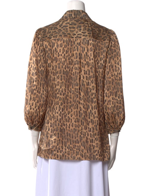 Alice + Olivia Animal Print Three-Quarter Sleeve Button-Up Top