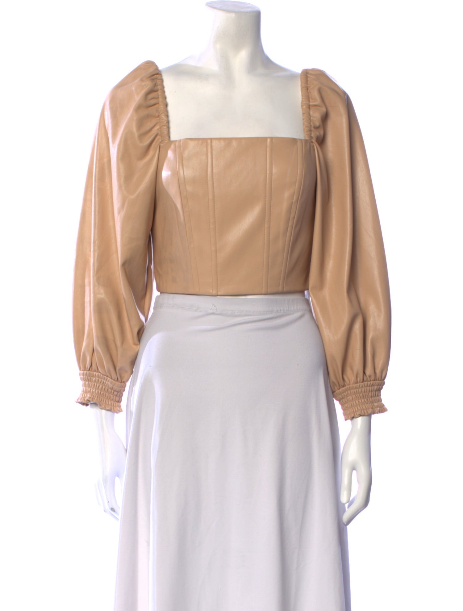 Alice + Olivia Faux Leather Square Neckline Crop Top