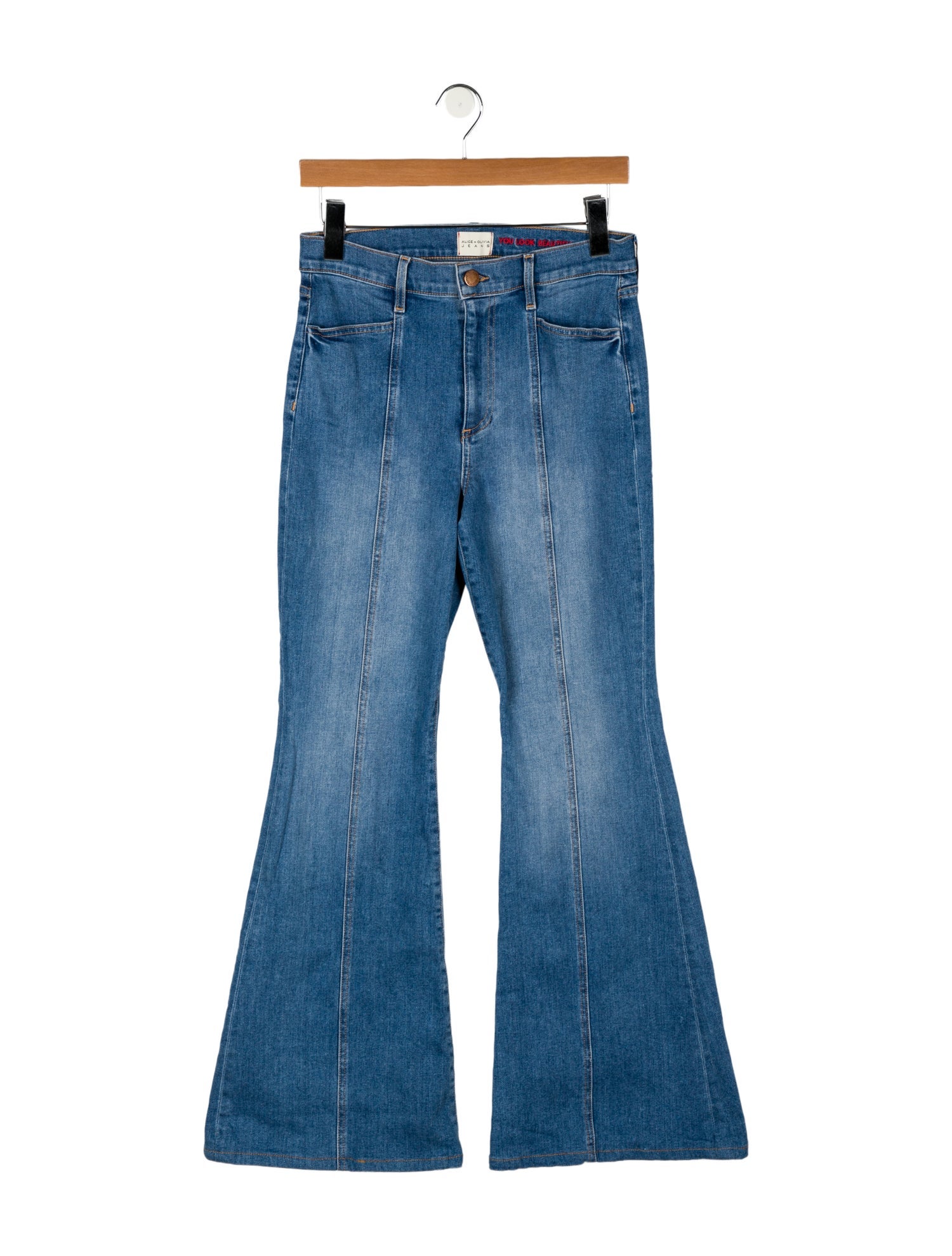 Alice + Olivia Mid-Rise Wide Leg Jeans