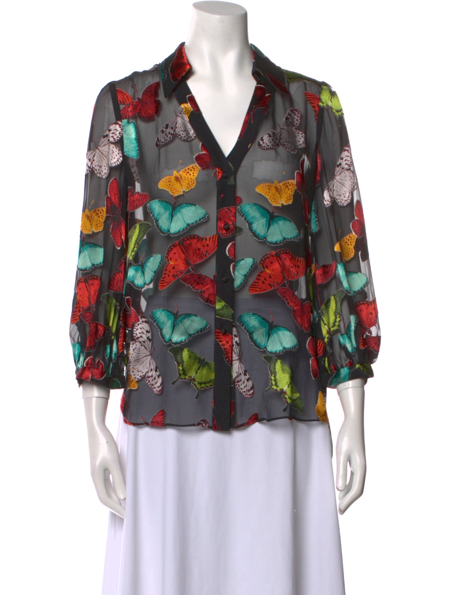Alice + Olivia Printed V-Neck Blouse