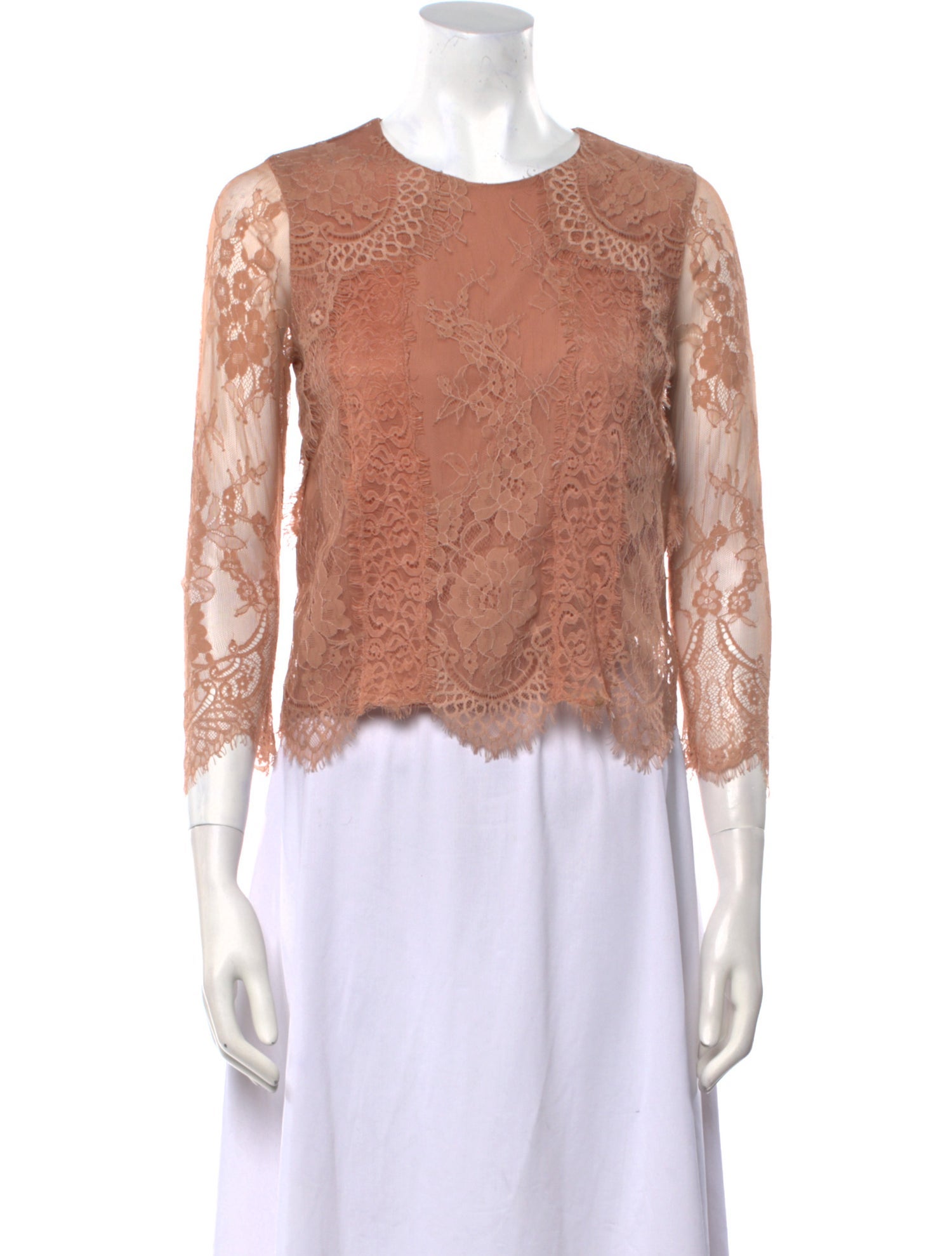 Alice + Olivia Lace Pattern Crew Neck Crop Top