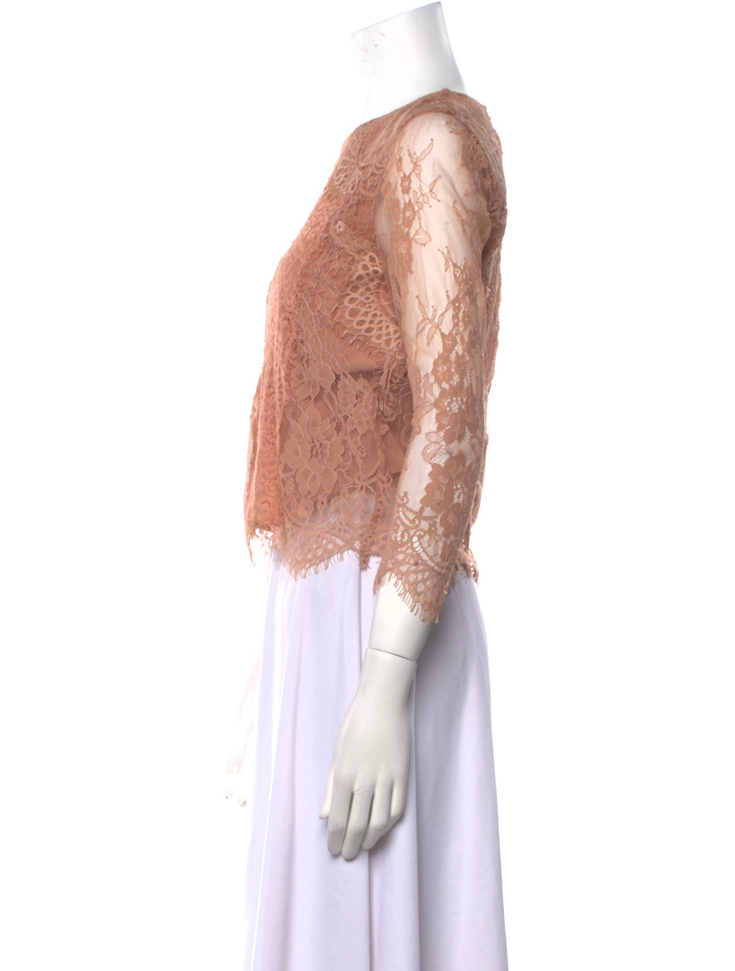 Alice + Olivia Lace Pattern Crew Neck Crop Top