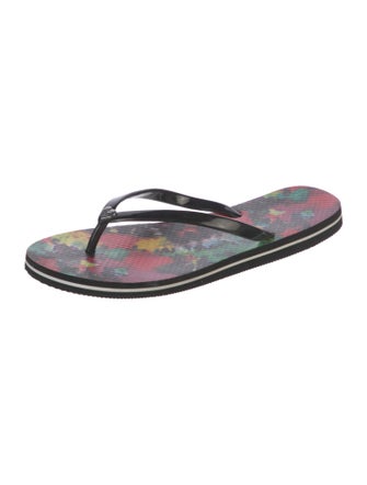 Alice + Olivia Leather Printed Flip Flops