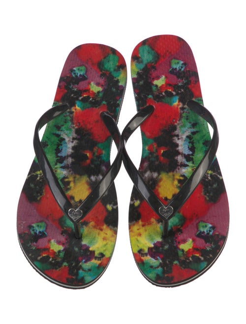 Alice + Olivia Leather Printed Flip Flops