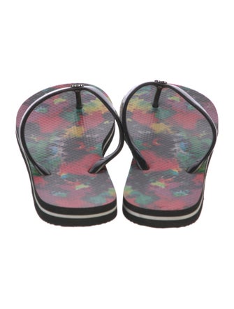 Alice + Olivia Leather Printed Flip Flops