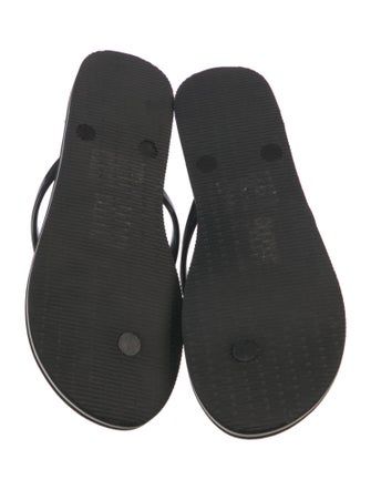 Alice + Olivia Leather Printed Flip Flops