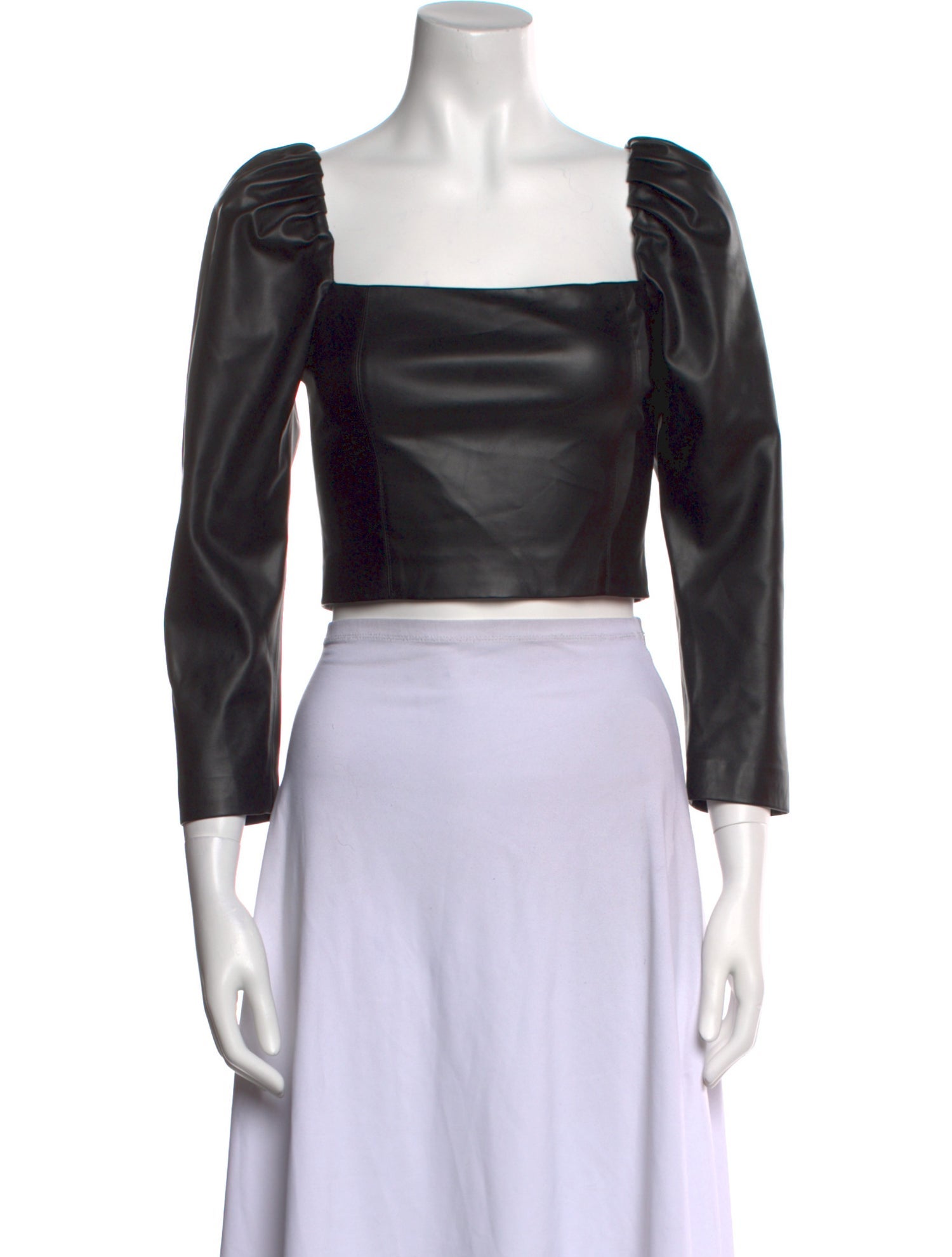 Alice + Olivia Faux Leather Square Neckline Crop Top