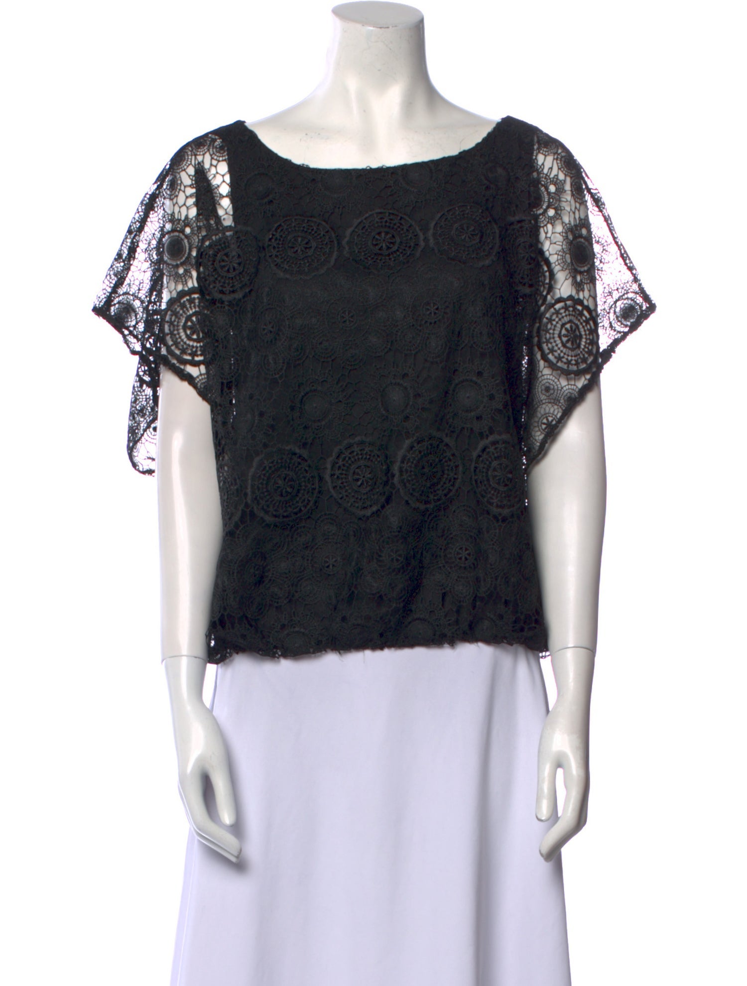 Alice + Olivia Lace Pattern Bateau Neckline Blouse