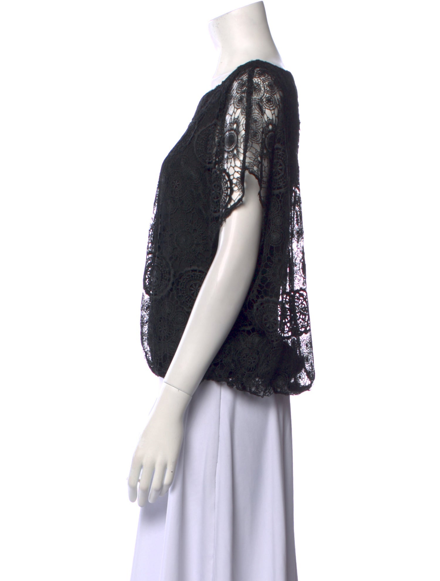 Alice + Olivia Lace Pattern Bateau Neckline Blouse