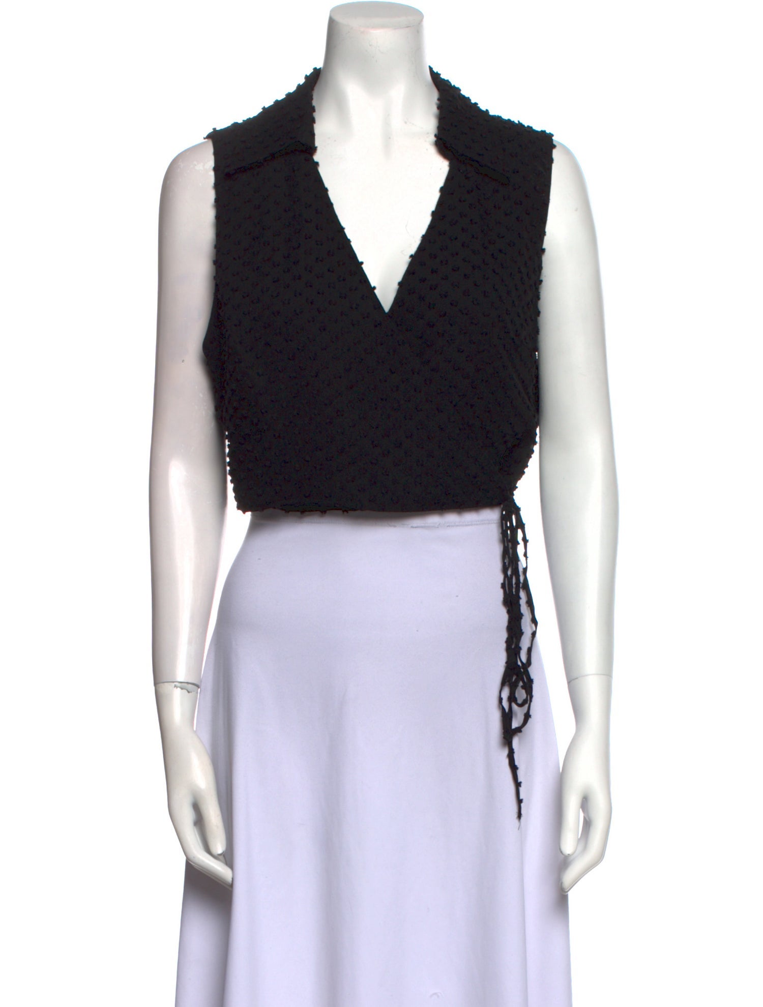 Alice + Olivia Silk Plunge Neckline Crop Top