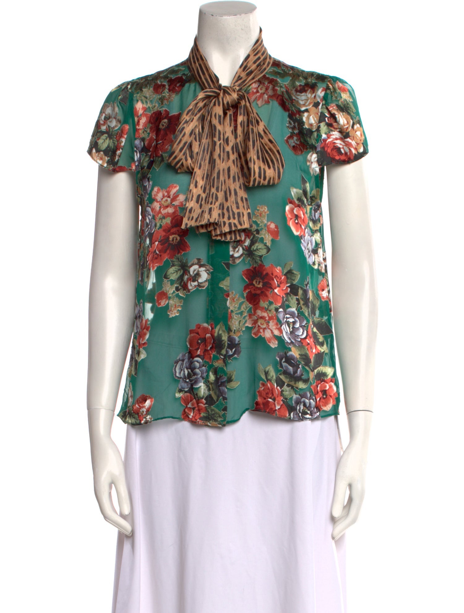 Alice + Olivia Floral Print Short Sleeve Blouse
