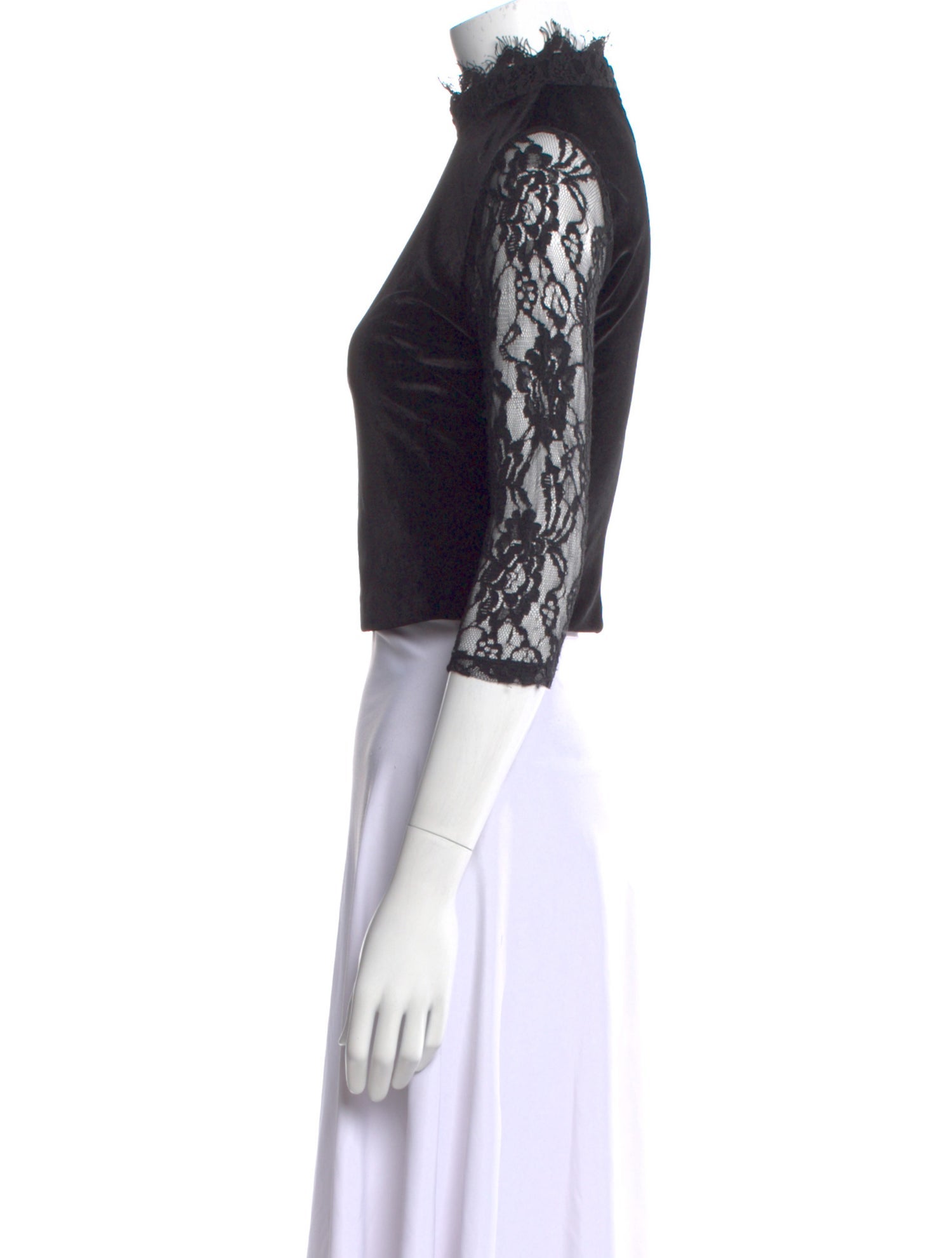 Alice + Olivia Lace Pattern Mock Neck Crop Top