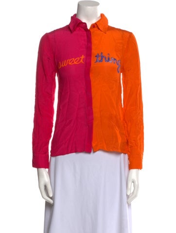 Alice + Olivia Tops Silk Graphic Print Sweatshirt S