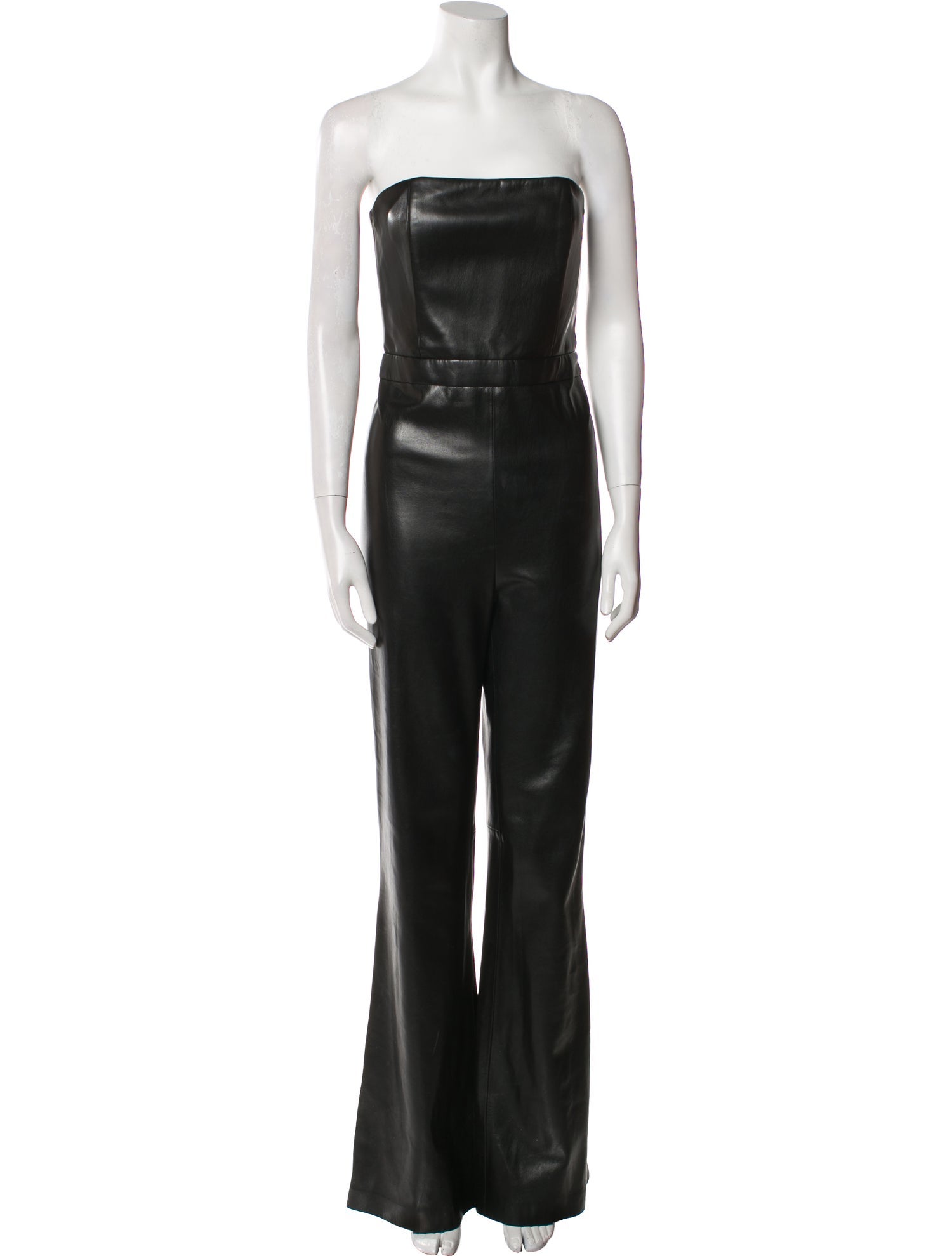 Alice + Olivia Faux Leather Strapless Jumpsuit