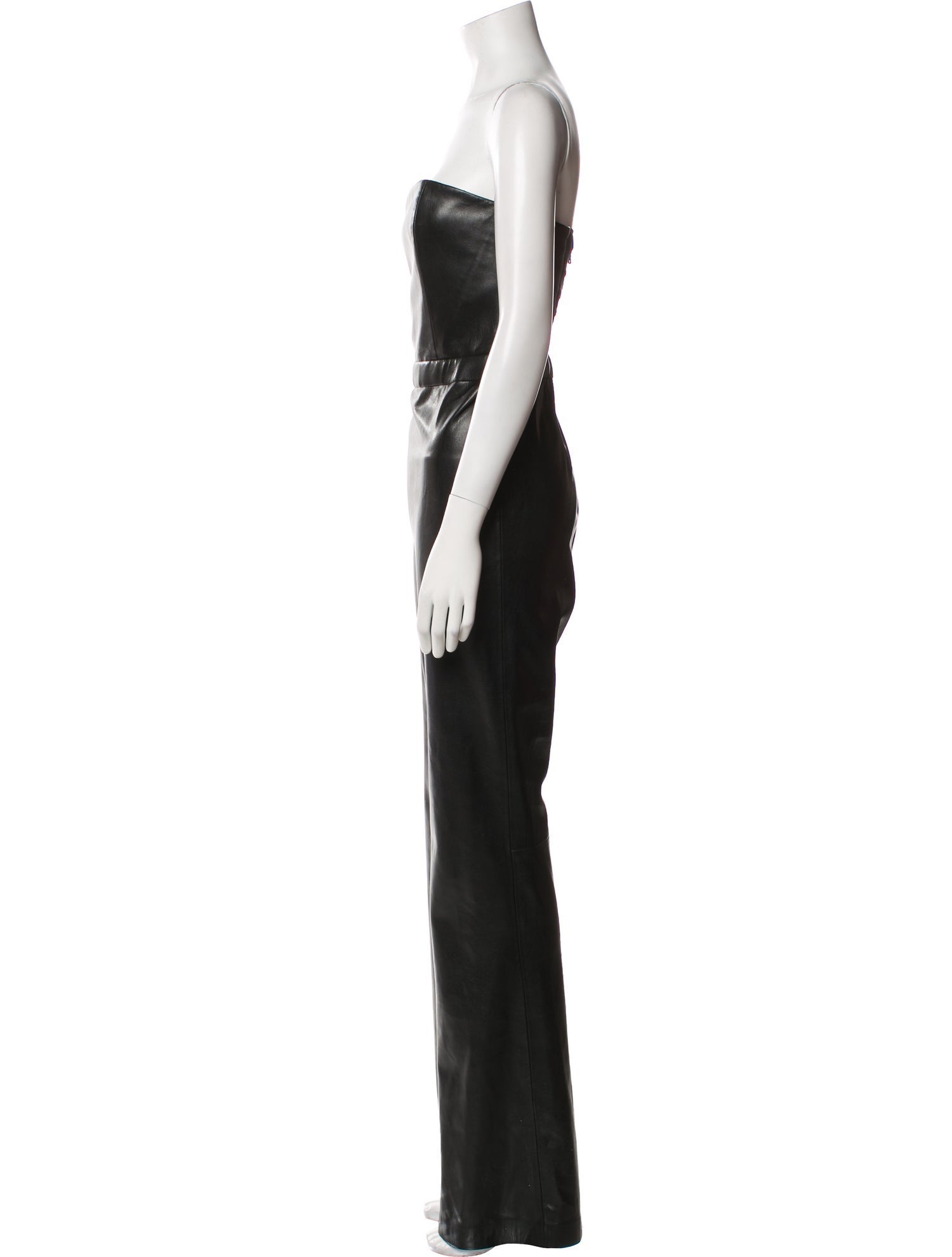 Alice + Olivia Faux Leather Strapless Jumpsuit
