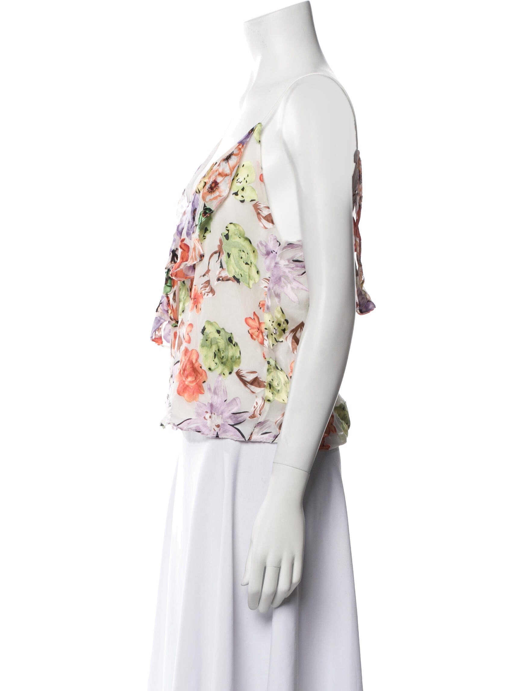 Alice + Olivia Floral Print V-Neck Crop Top