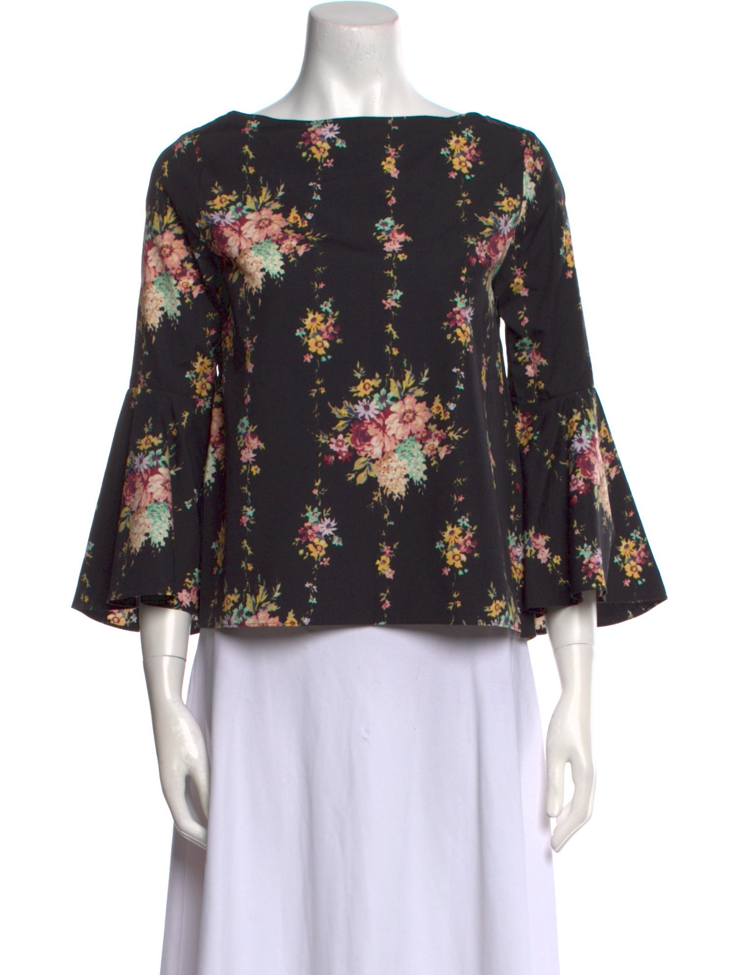 Alice + Olivia Floral Print Bateau Neckline Blouse