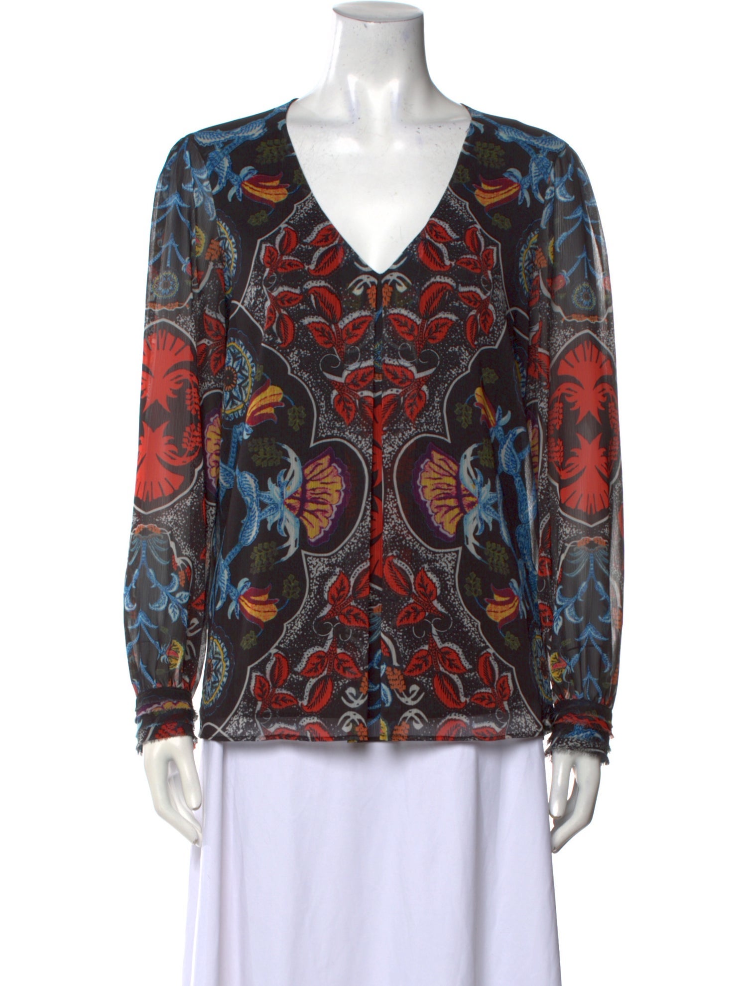 Alice + Olivia Printed V-Neck Blouse