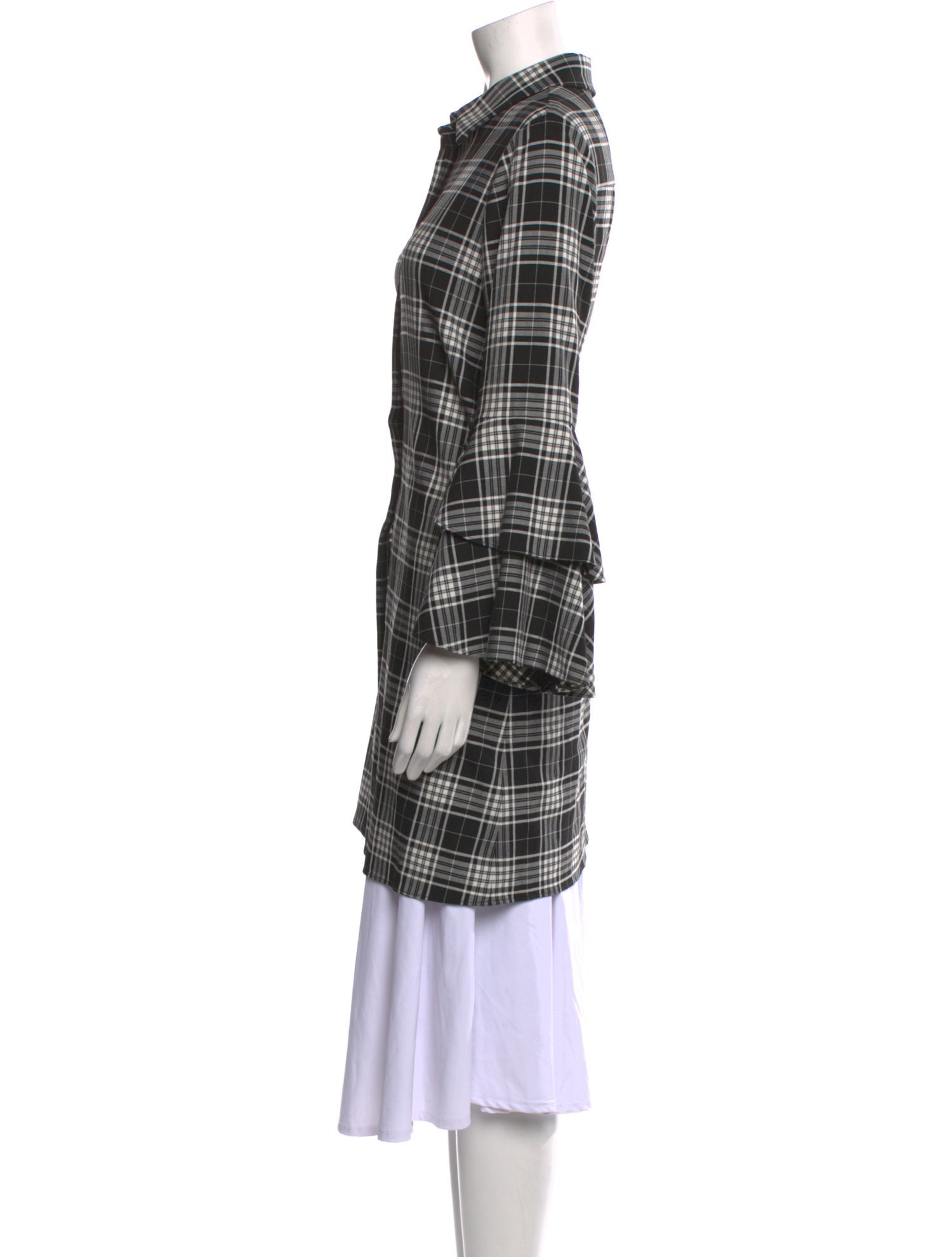 Alice + Olivia Plaid Print Long Sleeve Tunic