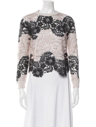 Alice + Olivia Wool Lace Pattern Crop Top