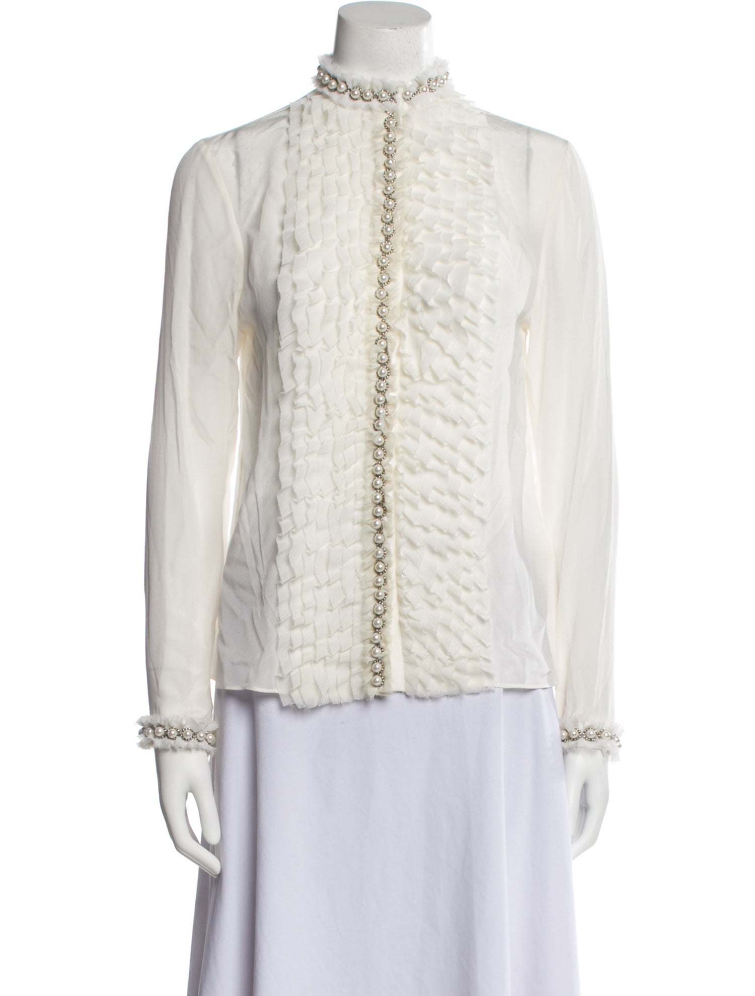 Alice + Olivia Silk Mock Neck Blouse
