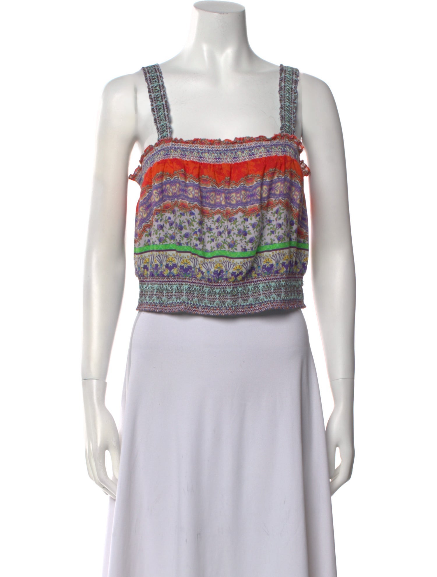 Alice + Olivia Paisley Print Square Neckline Crop Top